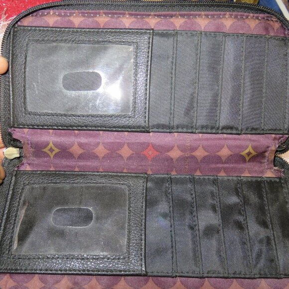 BOGO Franco Sarto Black Leather Long Wallet Clutch Double Zip Multi Compartment - Picture 7 of 14